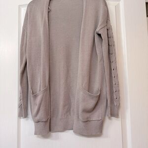 Tan Open-Front Cardigan Sweater